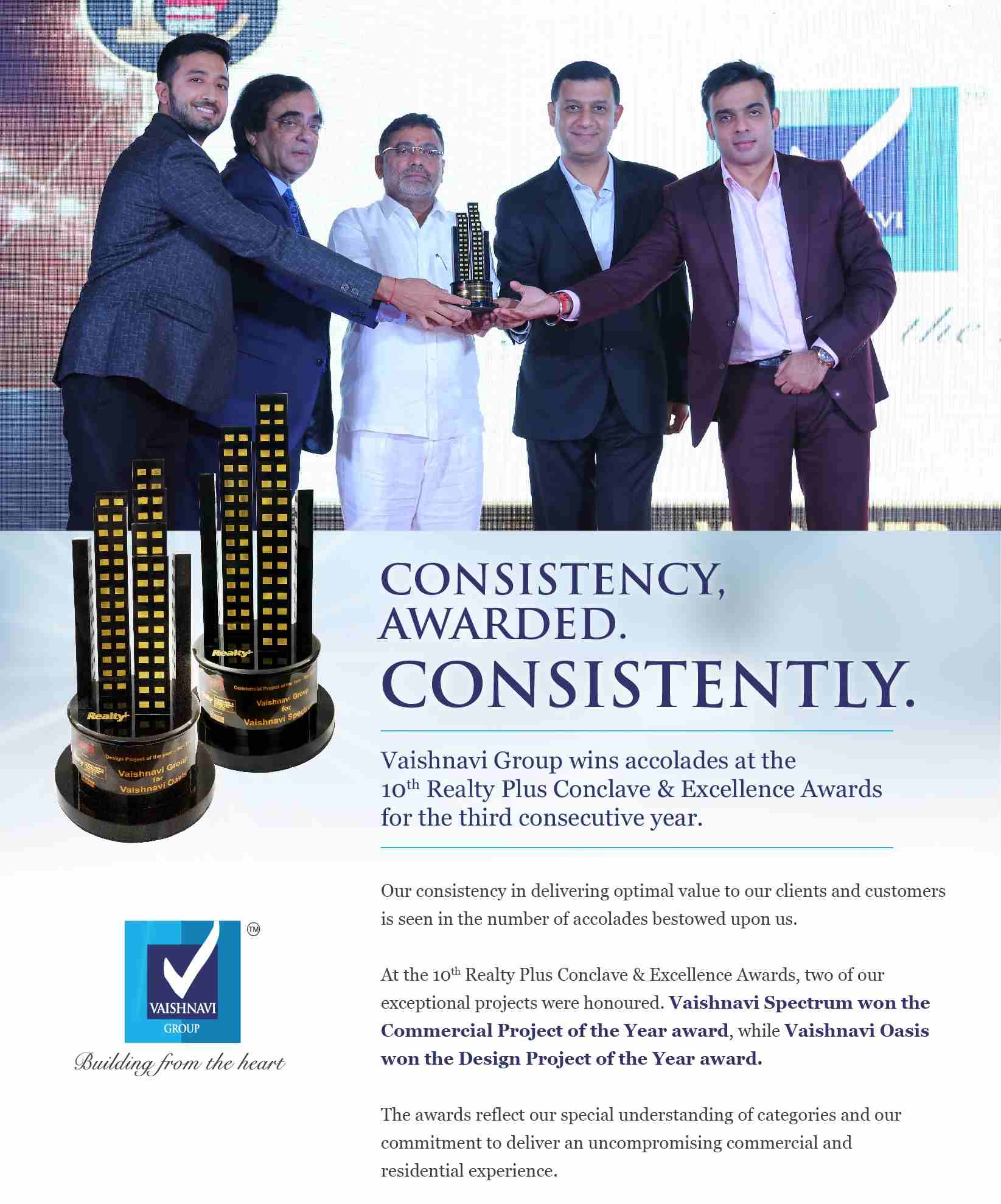 Vaishnavi Group wins accolades at the 10th Realty Plus Conclave & Excellence Awards 2018 Update